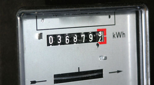 An electricity meter reading kWh