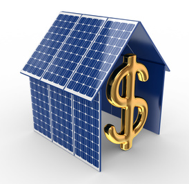 solar panels and a dollar sign