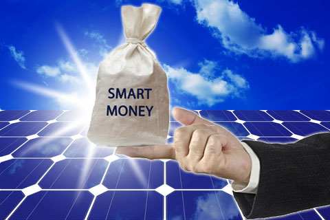 cash and solar panels