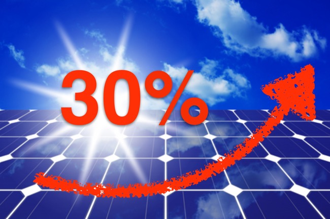 30% badge on a solar panel