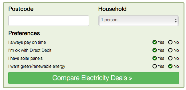 electricity tariff comparison tool