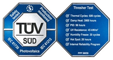 The certification mark Seraphim Panels are permitted to carry for passing the Thresher test.