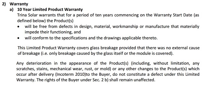 Trina Solar's Product Warranty.