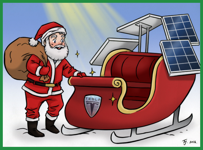 santa and tesla sleigh