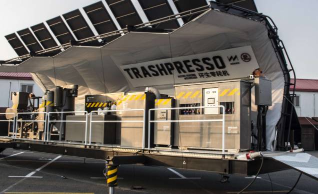 Trashpresso runs on solar energy
