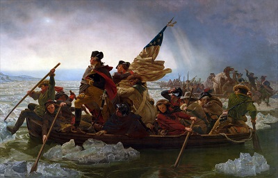 Washington crossing the Delaware while looking fabulous.