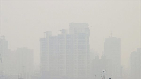 Air pollution in China blocking sunlight