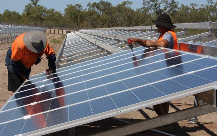 Solar panel installation at Normanton Solar Farm