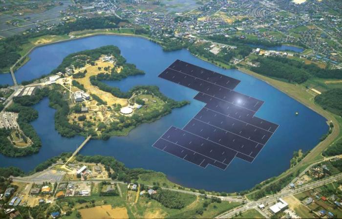 Floating solar panels