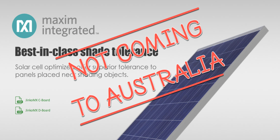 Jinko Maxim Solar Panels not coming to Australia