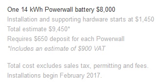 Tesla Powerwall 2 battery launch price