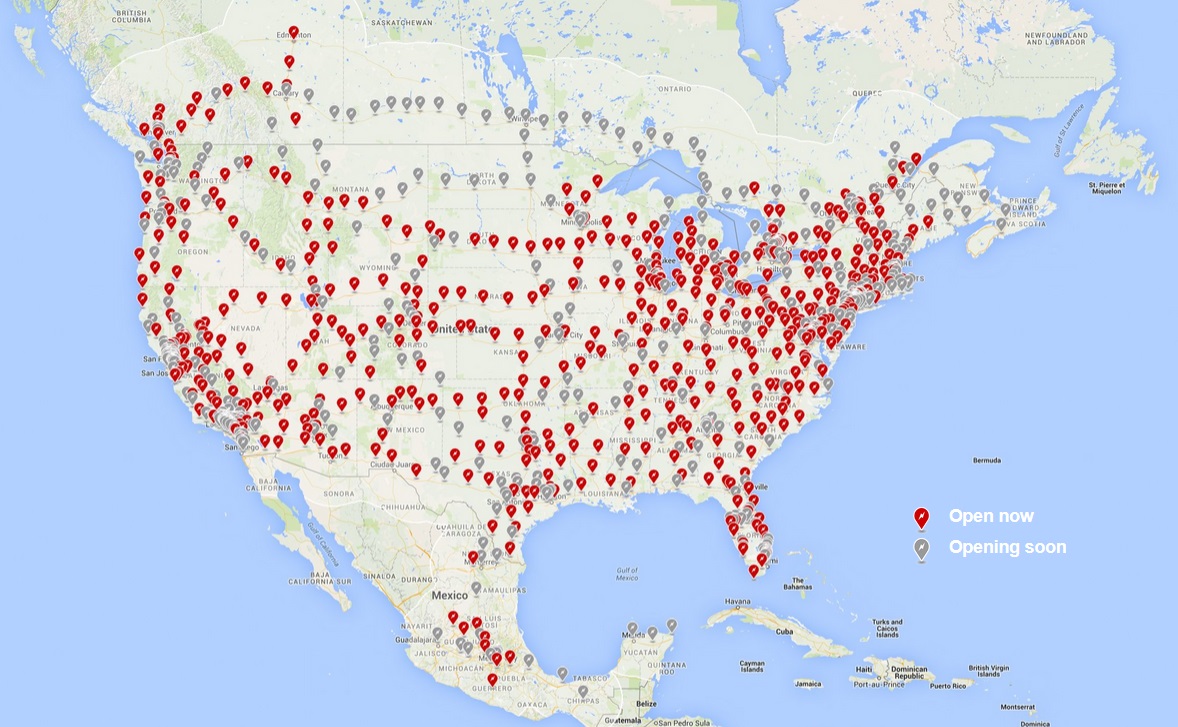 Telsa supercharger locations in the USA
