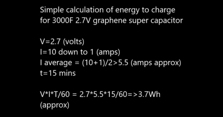 Arvio supercapacitor charging calculation