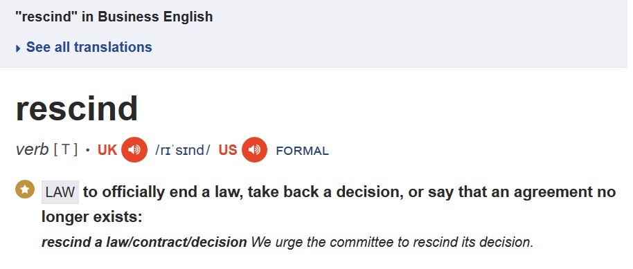 Rescind definition