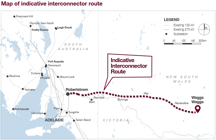 Proposed SA - NSW interconnector route