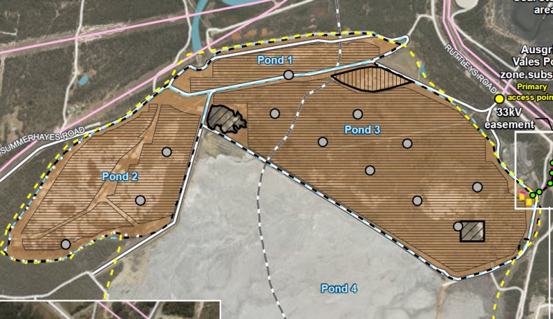 Solar panel placement at Vales Point Power Station site