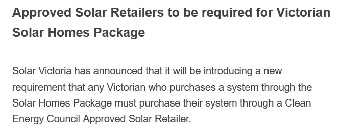 Approved Solar Retailer and the Victorian Solar Homes Package rebate.