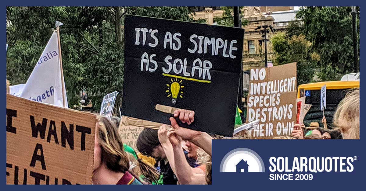 climate strike placard - it's as simple as solar