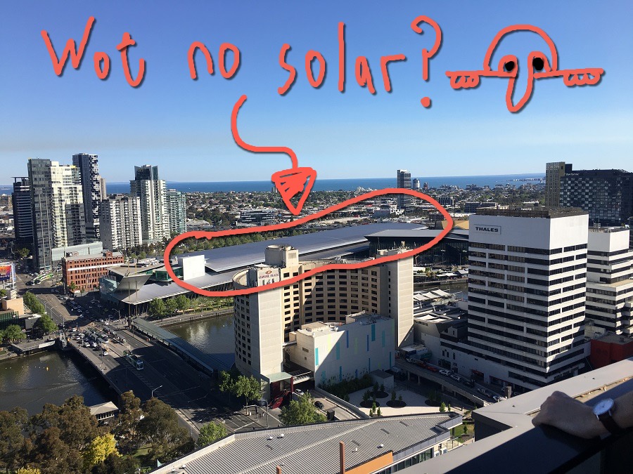 Melbourne Convention and Exhibition Centre - no solar panels