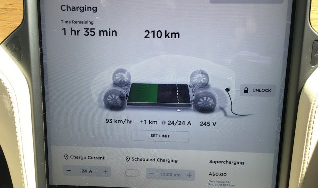 Tesla Model S charging display