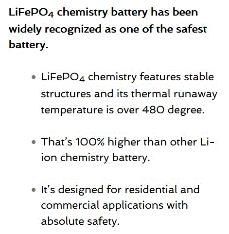 LiFePO4 chemistry battery safety