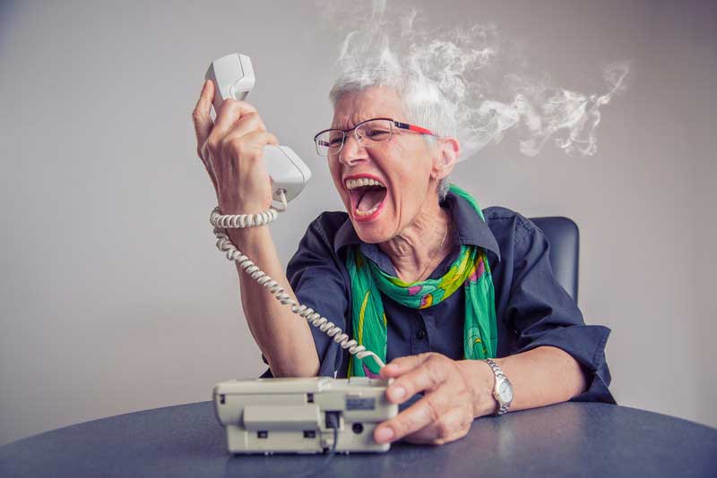 angry old lady on phone