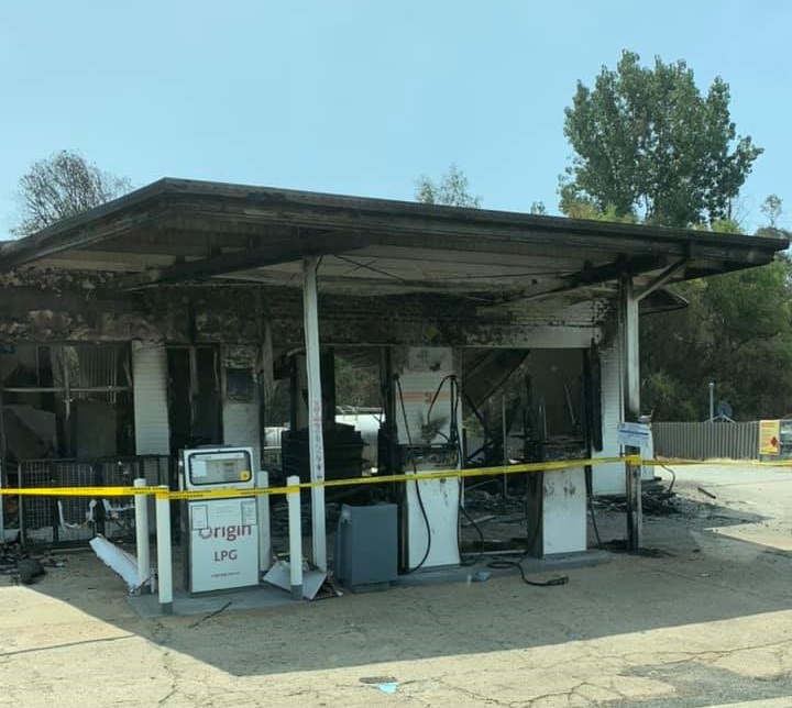 Bushfire damage - petrol station