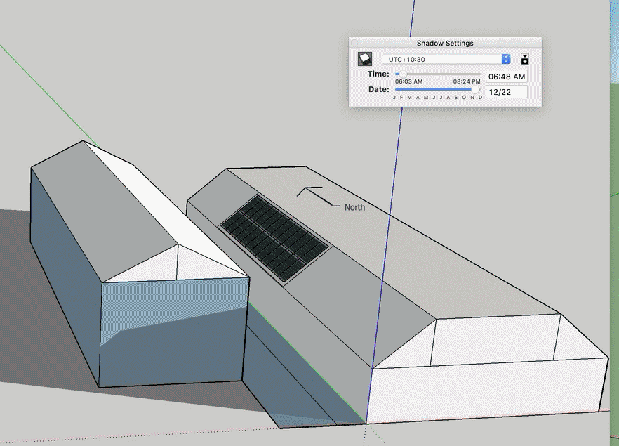 Summer shading of solar panels