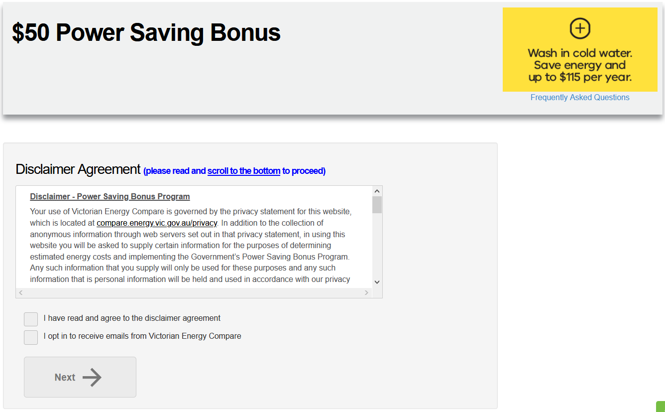 $50 power saving bonus - Victorian Energy Compare
