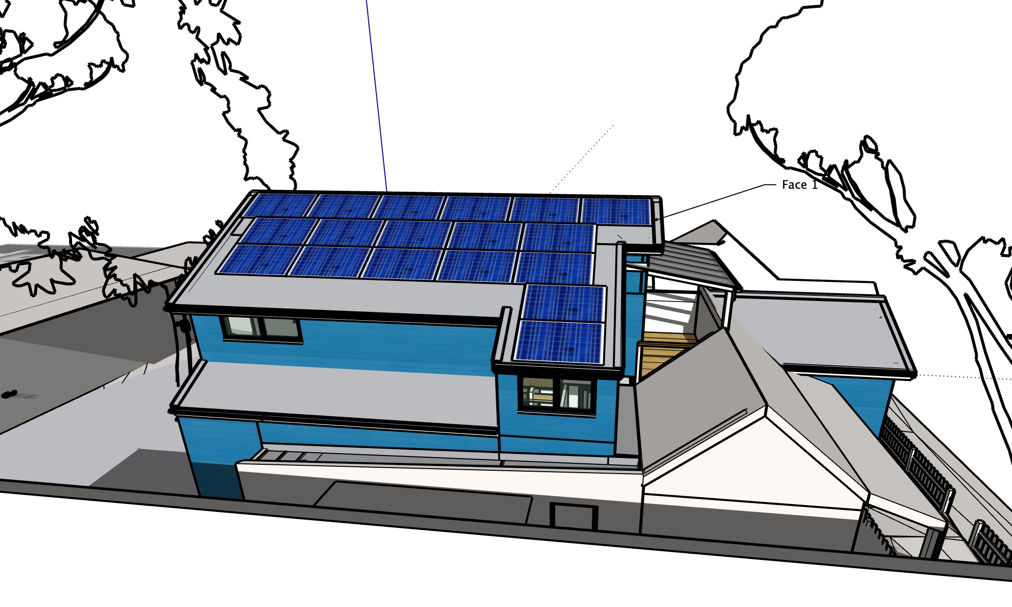 Sketchup house model with solar panels