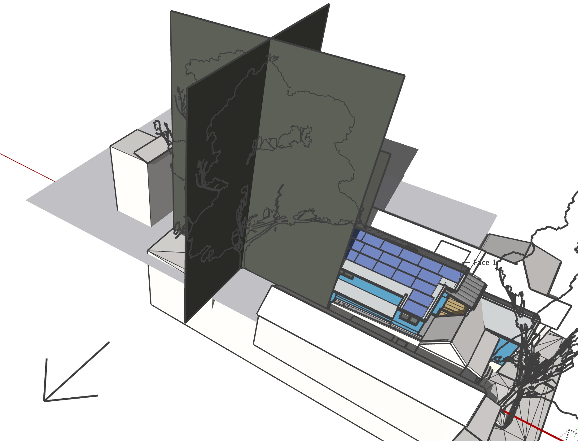 house model with rectangular object for shading