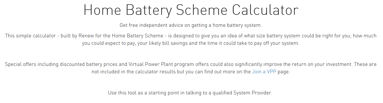 Home Battery Scheme Calculator