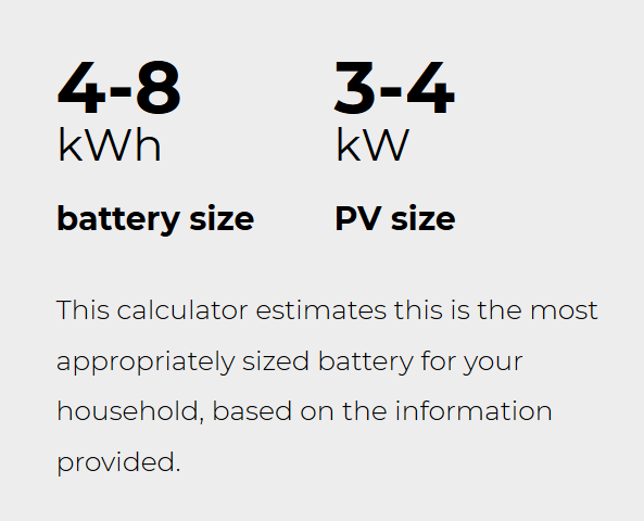 battery and solar panel size calculator recommendations