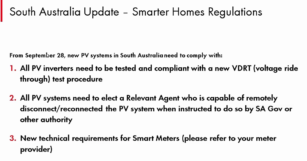 South Australia - Smarter Homes Regulations