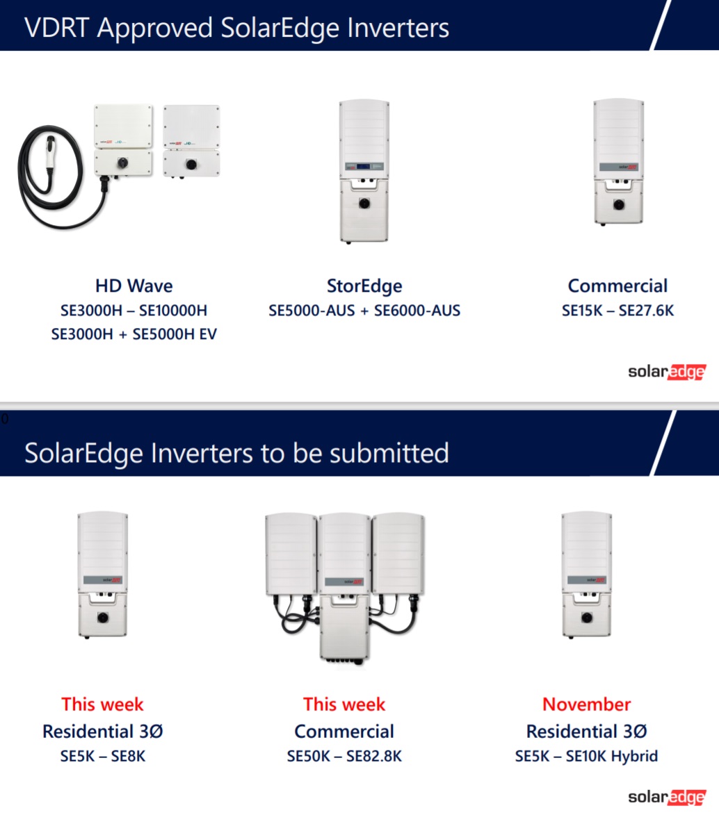 VDRT approved SolarEdge solar inverters