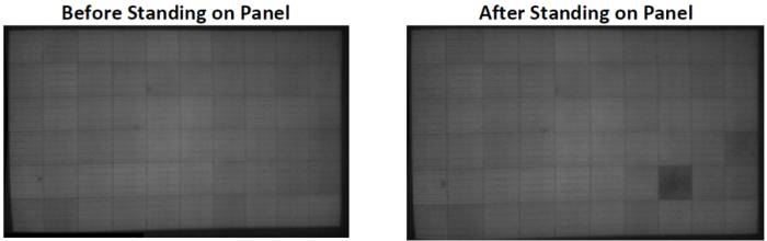 Damage from standing on solar panels