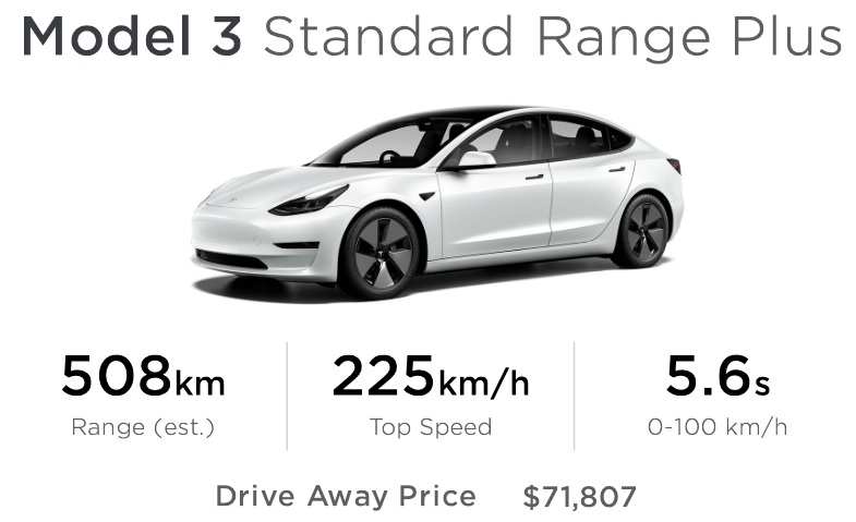 Tesla model on sale 3 tech specs