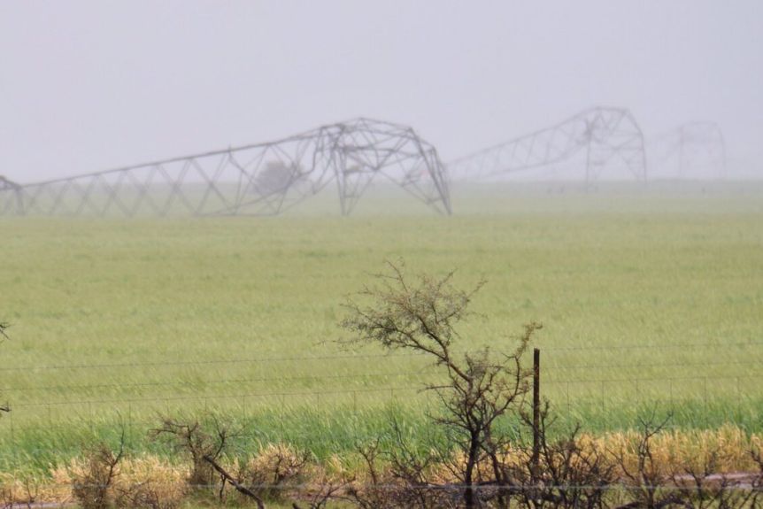 Electricity transmission tower damage