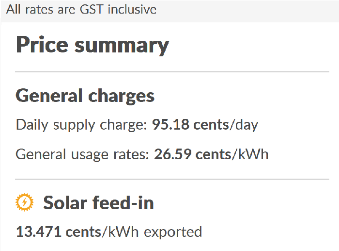 First Energy feed in tariff, supply charge and usage rate