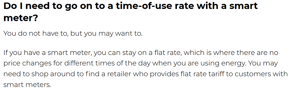 Smart meters and time of use tariffs in NSW