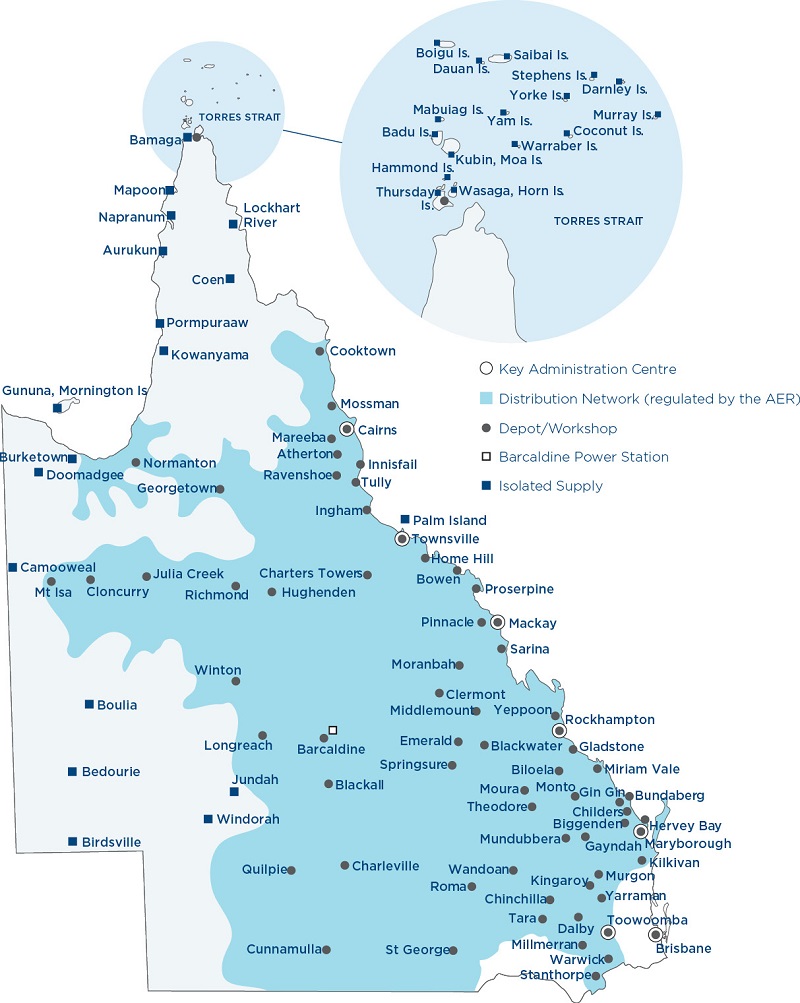 Queensland Ergon Energy area map