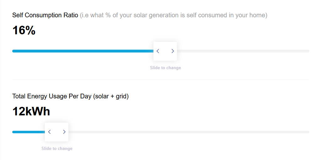 Electricity plan comparison self consumption and total energy usage