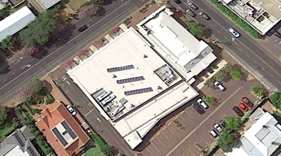 Original solar panels on Civic Centre rooftop