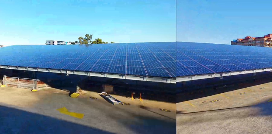 Solar panels on car park