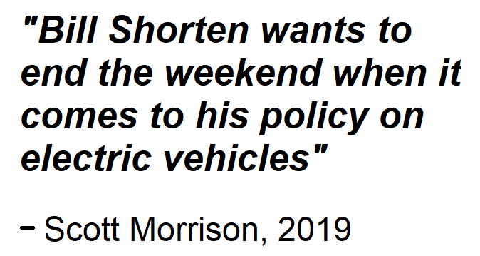 Scott Morrison EVs end the weekend electric car myth