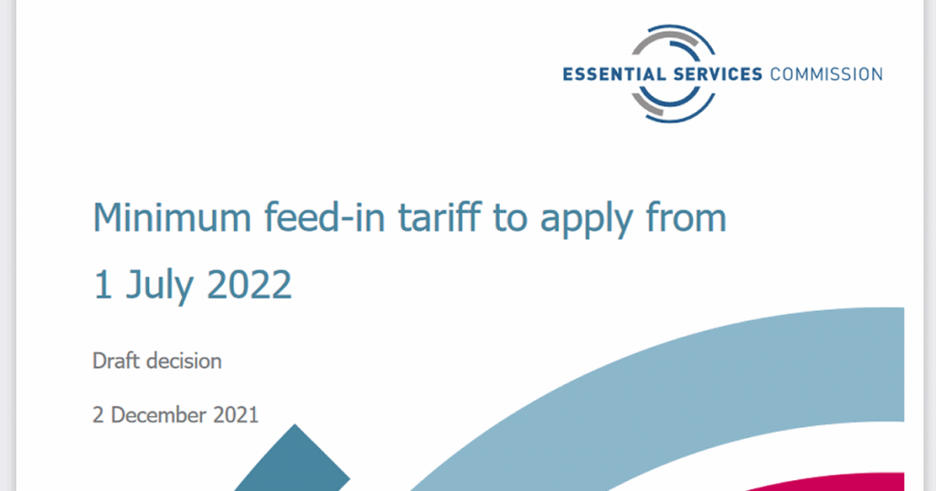 Victoria feed-in tariff 2022/23