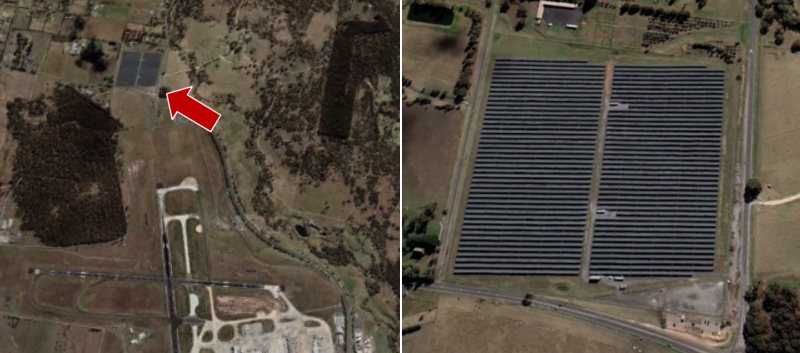 Melbourne Airport solar farm satellite imagery