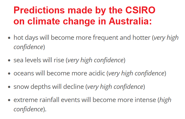 Climate change predictions - CSIRO
