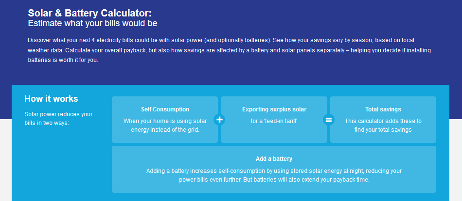 Solar calculator screenshot
