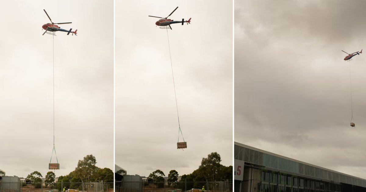 Solar panel airlift - Tonsley, Adelaide